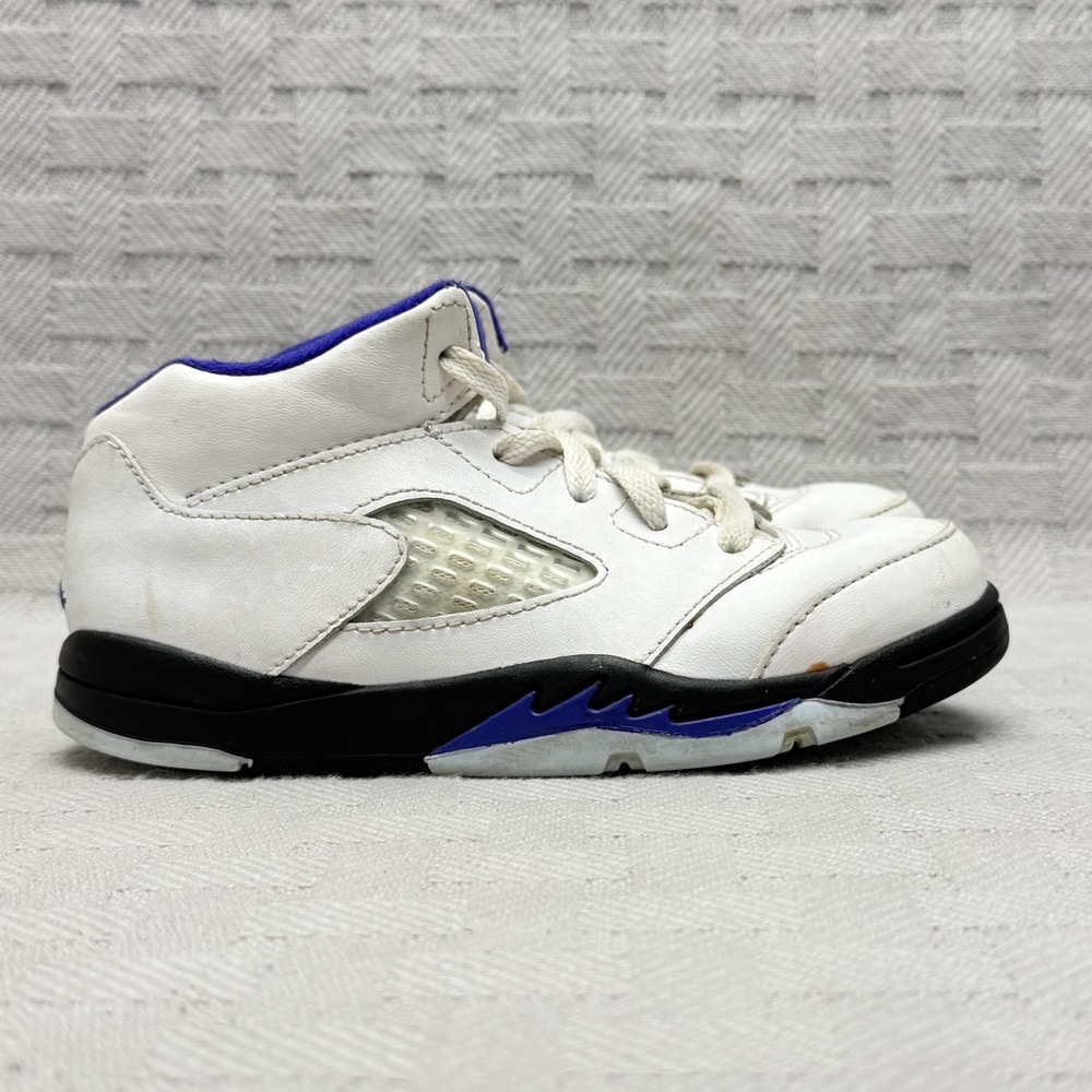 Air Jordan 5 Retro TD Dark Concord Shoes Kids Size 10 White Leather 40890-141
